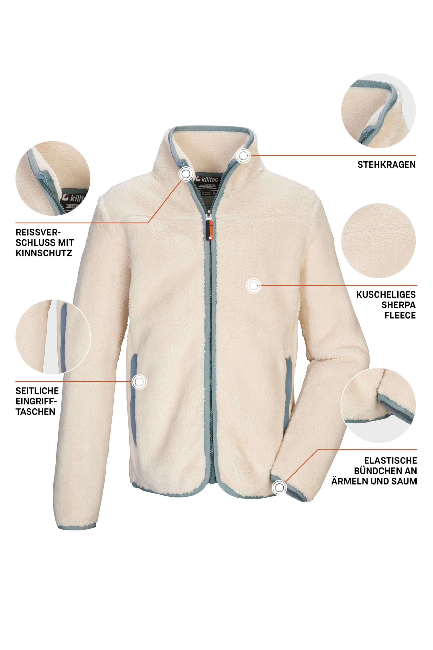 Killtec Kow 241 Bys Flc Jckt Giacca in sherpa/pile con colletto rialzato Bambini e ragazzi