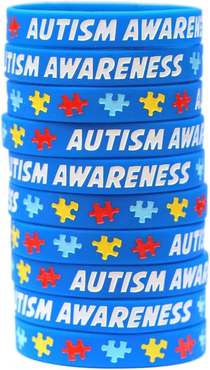 CPE Autism Awareness Bracelets - Wholesale Bulk Pack of 1 Dozen Silicone Wristbands (12-Pack)