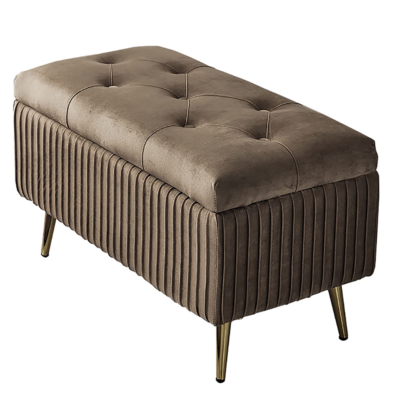 Banc de rangement à mémoire de forme et poils courts, assise confort et table basse
