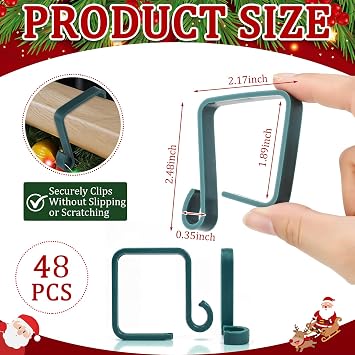 Ripeng 24 Pack Banister Clips for Garland Stockings,Green