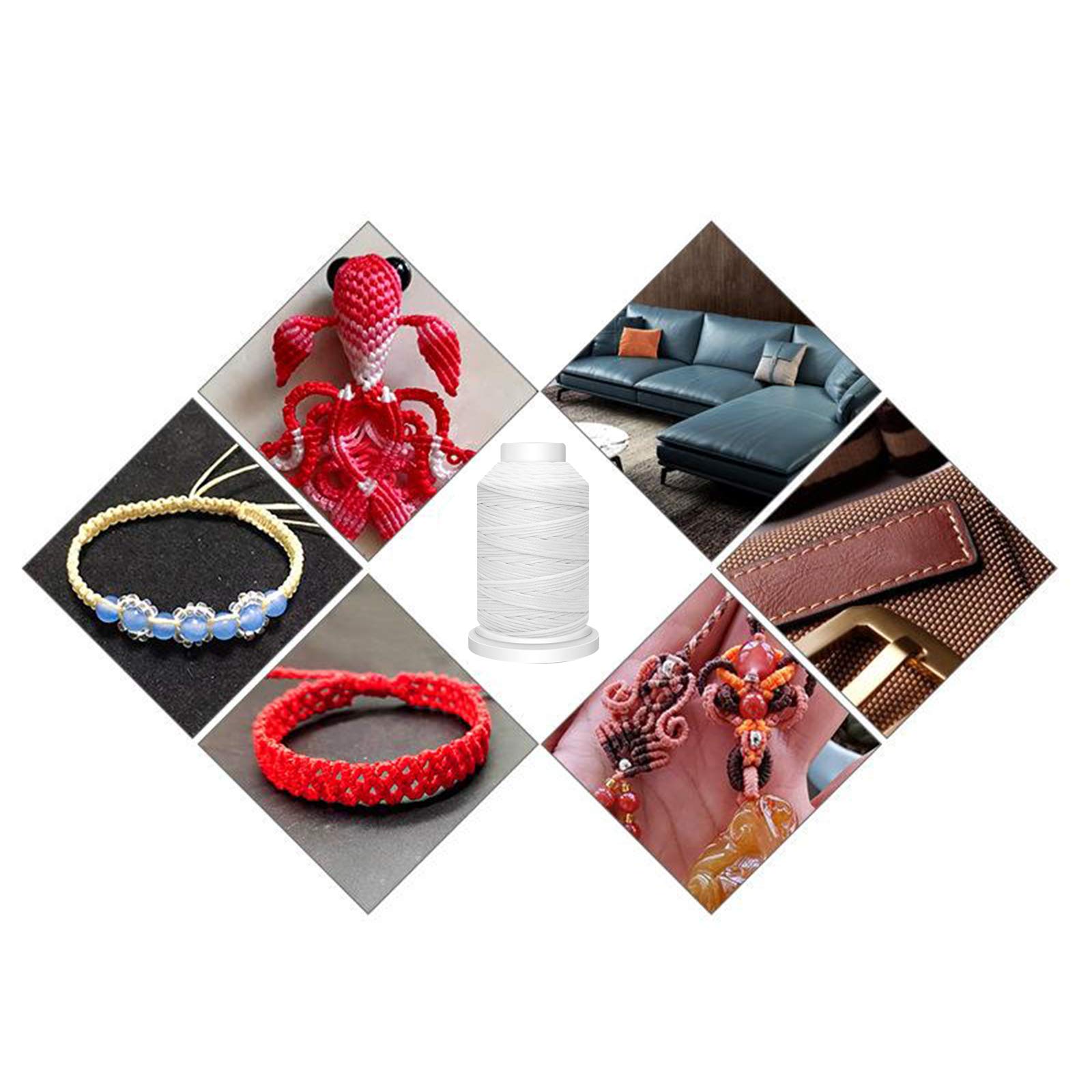 Fil à Coudre Cuir Ciré FITYLE - 77m 1.0mm - Blanc Pour Bracelets, Sacs, Réparation - Polyester Cire