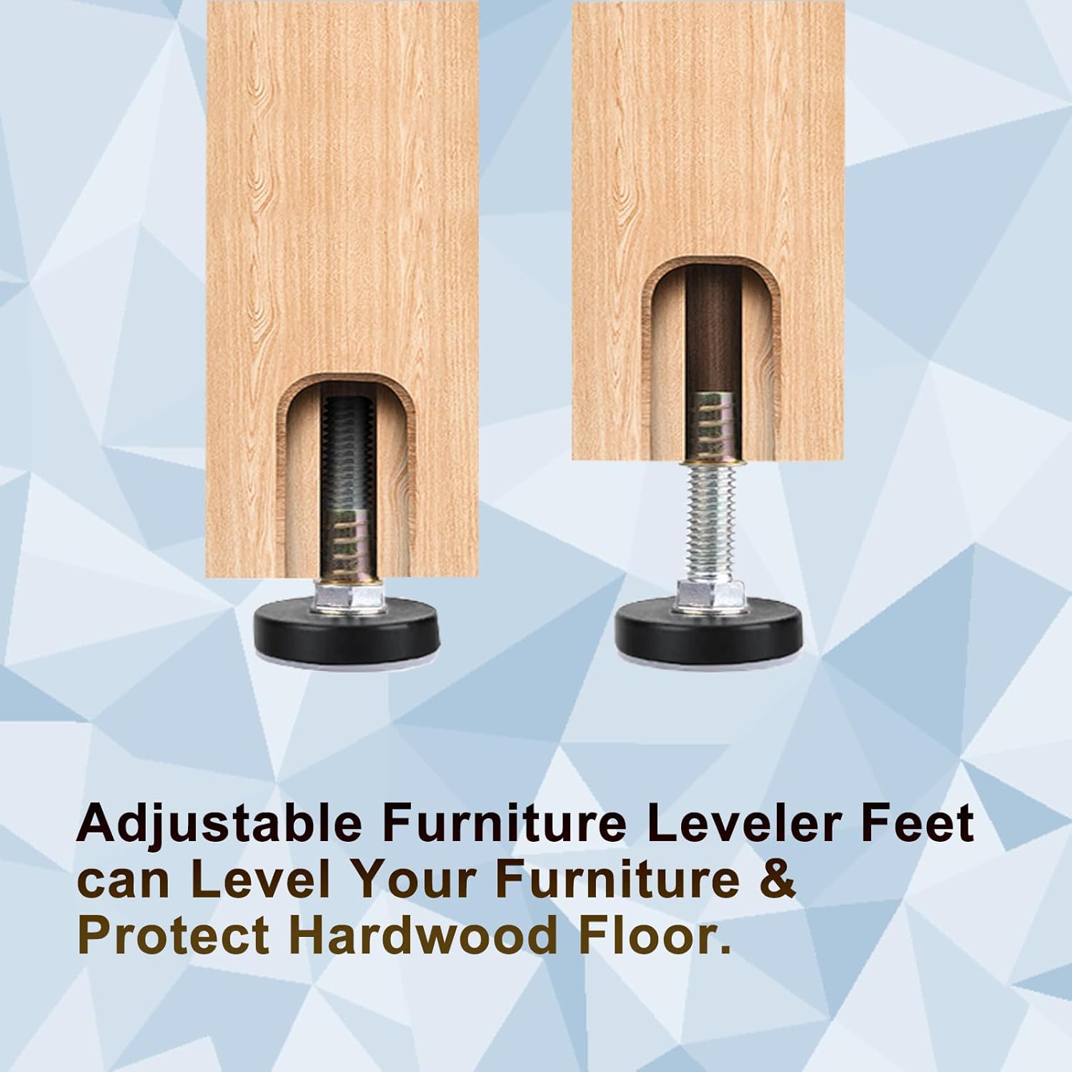 1/4" Thread Leveling Feet PTFE(Teflon) Bottom(20mm Base), Adjustable Furniture Feet Threaded Screw in Furniture Glide Leveler for Carpet and Hardwood Surface (20mm Base 1/4-20x1-8 Pack)