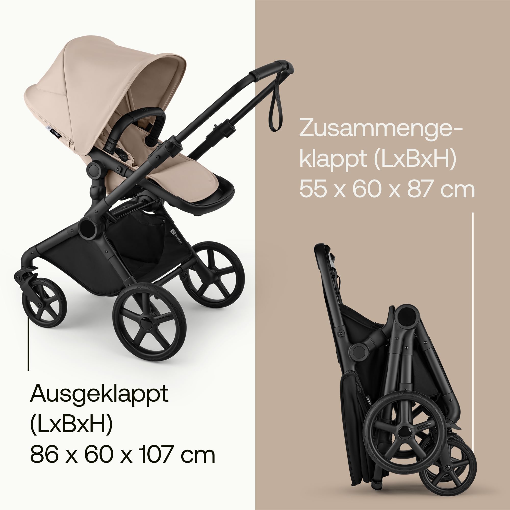 Bugaboo Cub All-Terrain Kinderwagen für Neugeborene und Kleinkinder | Sanfte Fahrt dank Vollfederung, Leicht 10,7 Kg, Verstellbarer und Wendbarer Sitz & Großer Untzergestellkorb, Desert Taupe