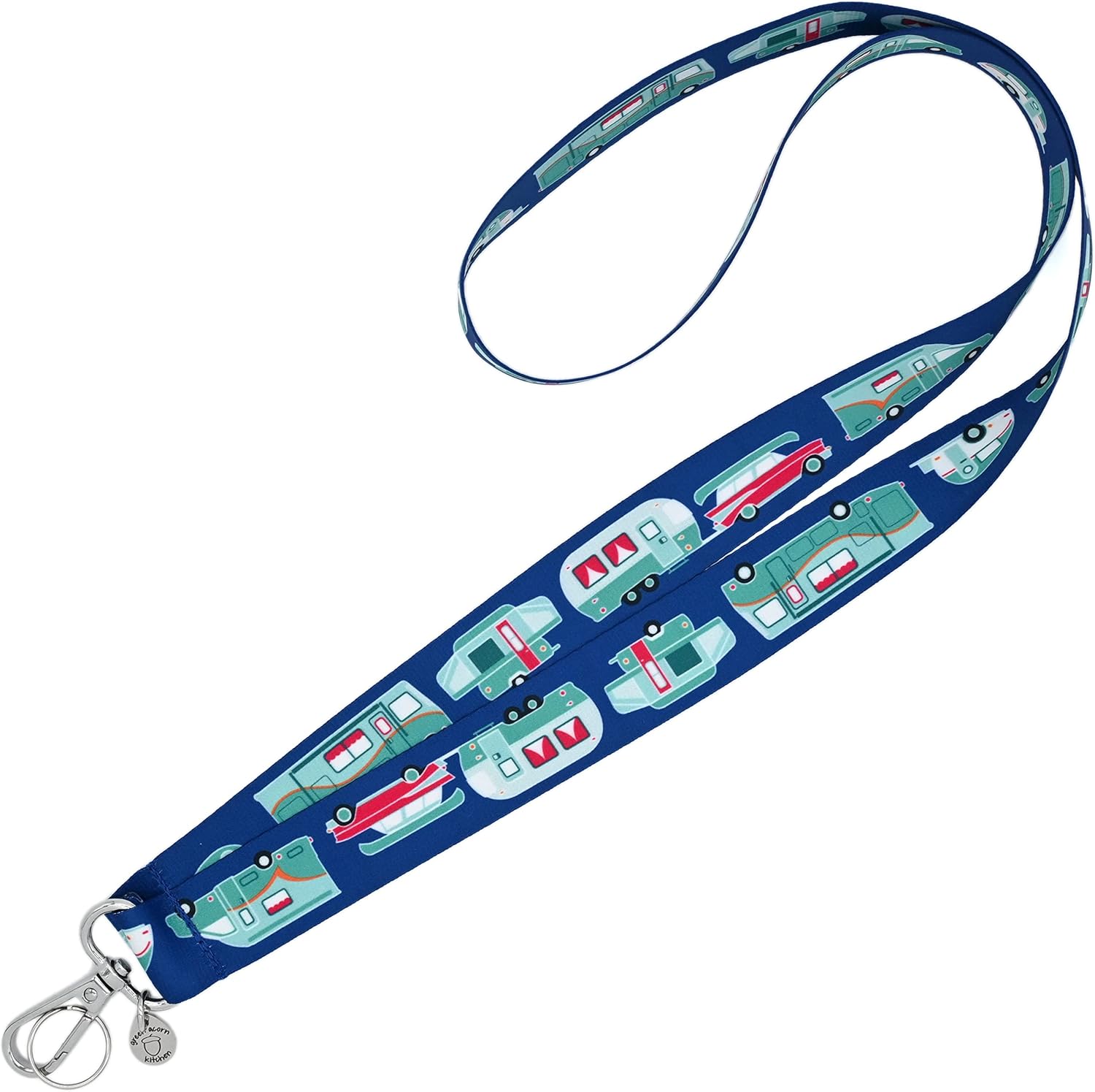 RV Campers Lanyard Keychain - 1x36 - Vintage Car & Camper, Class B, Class C, Teardrop, Motorhome, Pop-Up