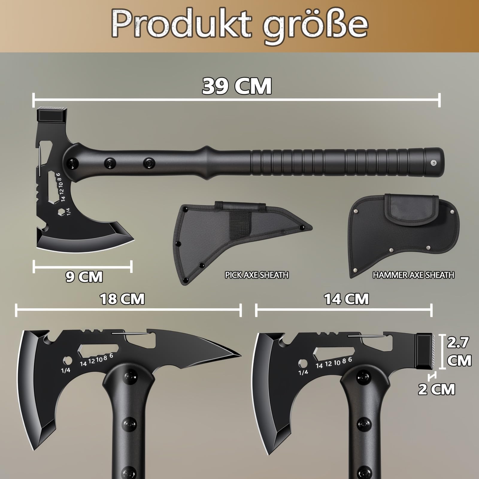 Kleine Camping Axt, Outdoor Axt für Survival & Wandern | Aus hochwertigem Kohlenstoffstahl, mit rutschfestem Griff und Nylonscheide, perfekt für Camping, Wandern und Notfälle