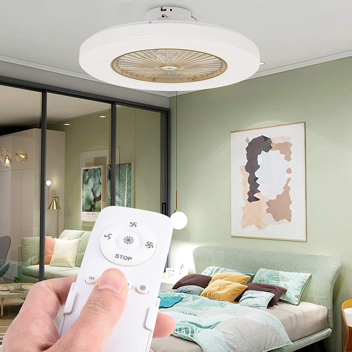 Ventilatore Da Soffitto Con Luce LED E Telecomando - 60W, Dimmerabile, 6 Velocità Per Camera Da Letto O Soggiorno - Foto 10