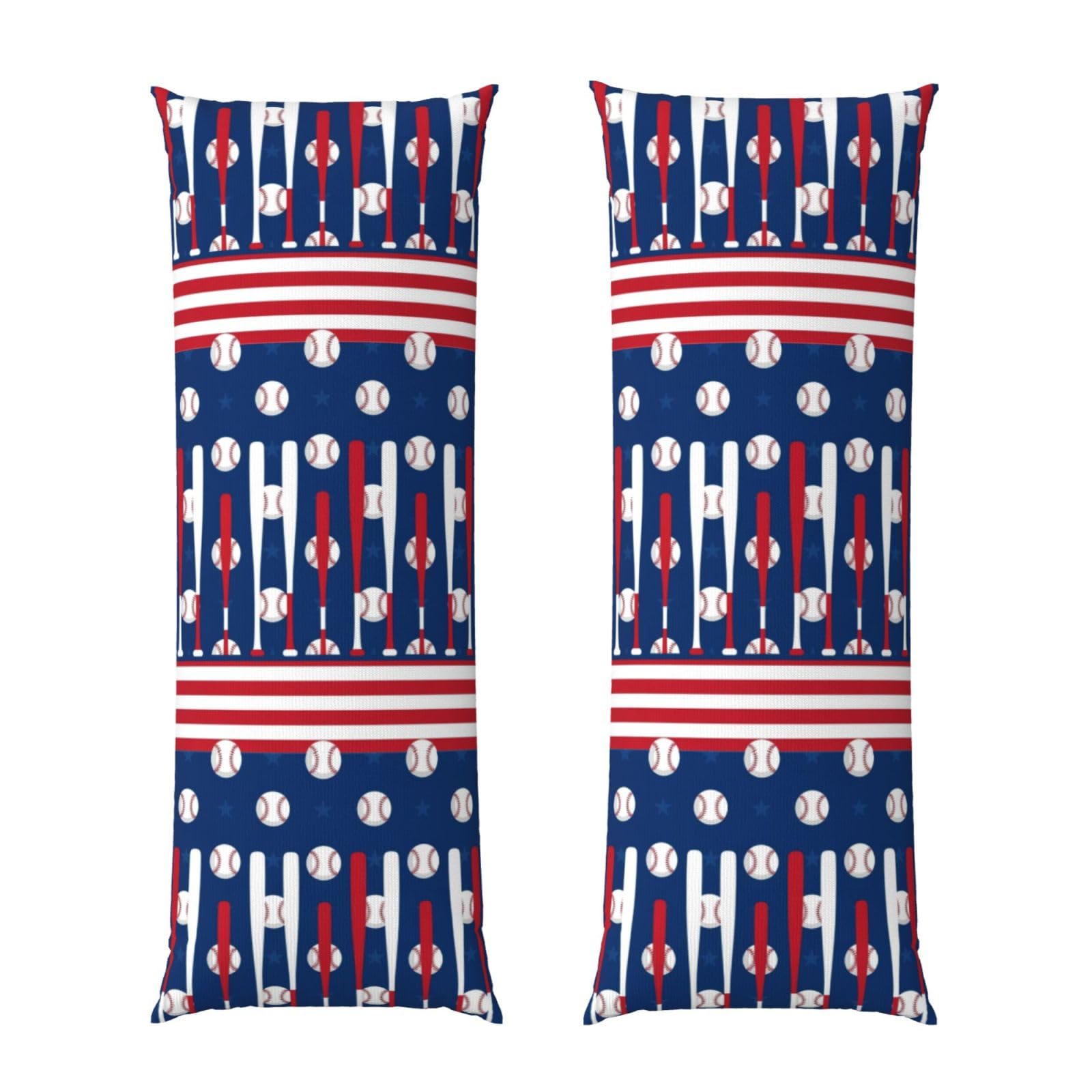 Long Pillow Cover 20x54, Baseball Sport American Flag, Cozy Microfiber Pillowcase with Zipper, Soft Breathable Protector for Bed Sofa Couch Decoration