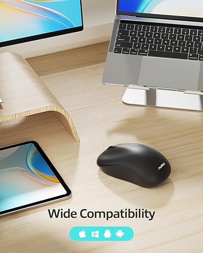 Miniatura 5 de Nulea Ratón inalámbrico de modo dual 2.4G y Bluetooth, 1200 DPI, para oficina en casa, viajes, compatible con PC, laptop, laptop, iPad, Mac,