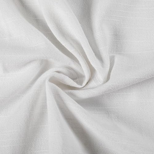 Vista 6 de ChadMade Belva Collection - Cortina plisada de lino de algodón de 100 x 90 pulgadas, con forro de algodón blanco, panel de cortina filtrante de luz