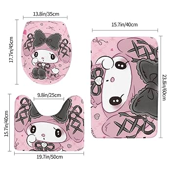 マイメロ 　トイレマット バスマット ホルダー　３点　ゼブラ柄 Amazon｜バスマット 3点セット かわいい マイメロ トイレマット