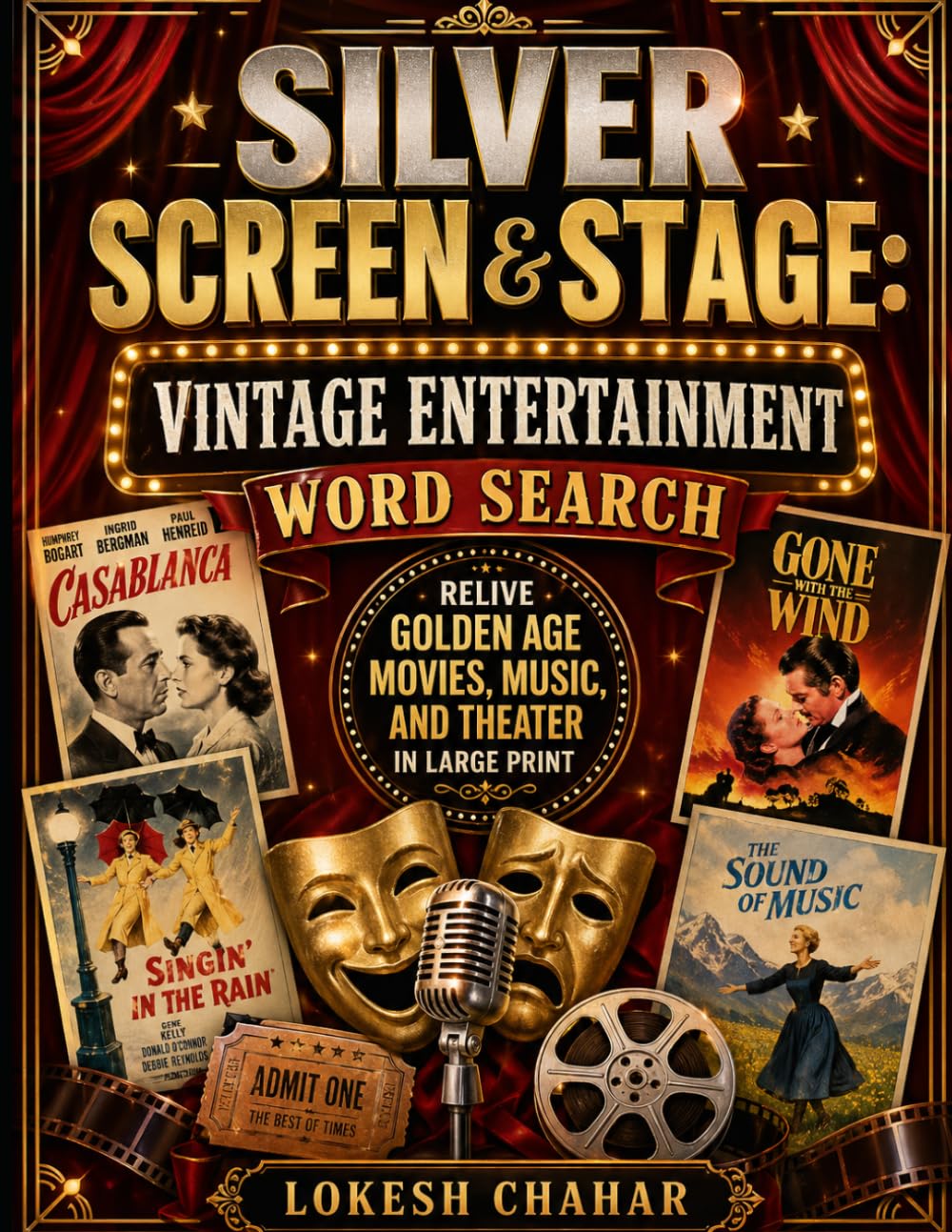Silver Screen & Stage: Vintage Entertainment Word Search: Best book for kids