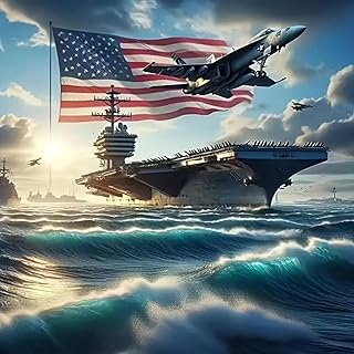 KTHOFCY 5D Navy Aircraft Carrier & Nimitz-Class Carrier Diamond Painting Kits,F/A-18 Fighter Jets, Flag & Naval Ships Full Drill Embroidery Paintings Arts Wall Decor Painting Dots Kits 13.7X13.7inch
