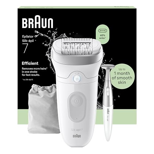 Braun Silk-épil 7 Epilator with Wide Head for Easy Hair Removal, Braun Epilator for Women, Wet & Dry, Lasting Smooth Skin, Bikini Trimmer Women, 7-210, White/Flamingo - NEW Epilator SE7-210