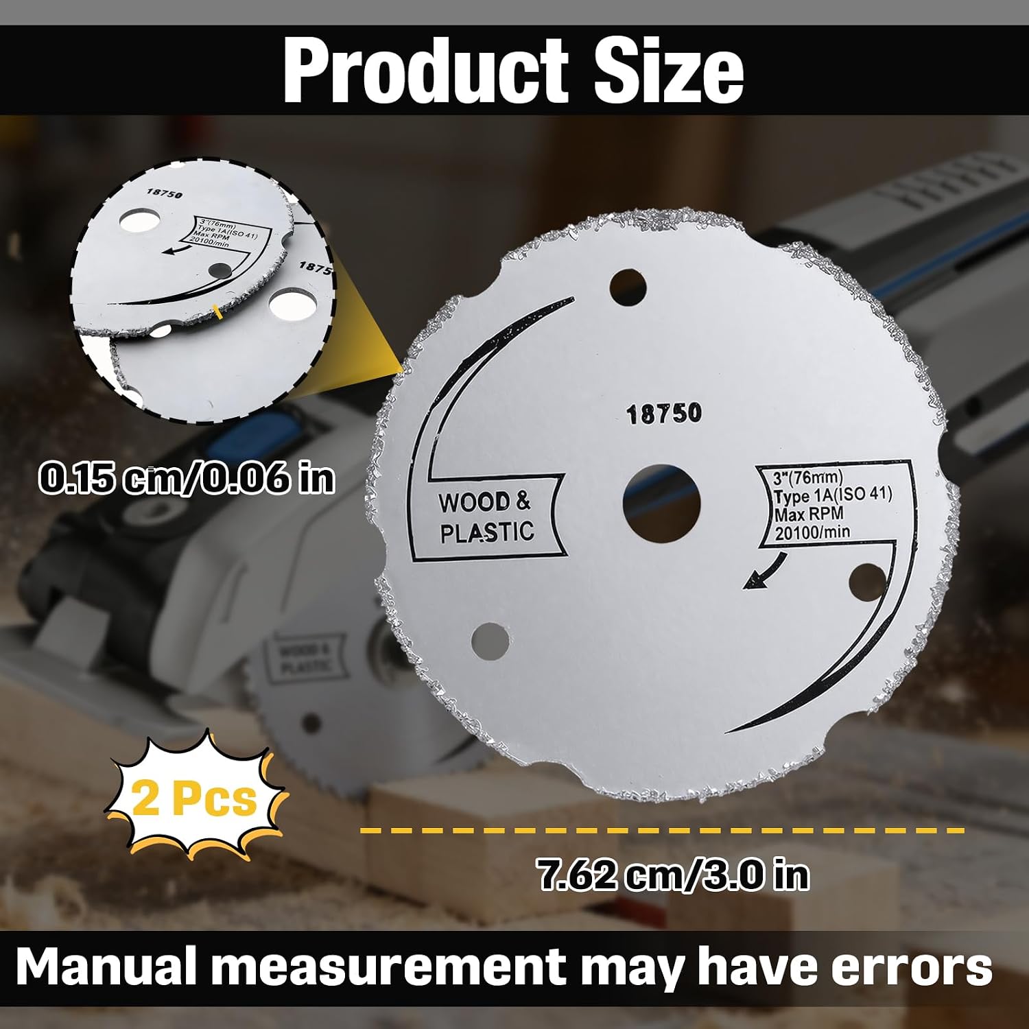 2Pcs 3-inch Bore Carbide Circular Saws Compatible with Dremel SM500 Saw Max | Compatible with Rotozip Zipsaw RFS1000-7/16 Arbor, Compatible with Saw Max US40 Circular Saws, Fit for Cutting Wood/Plastic