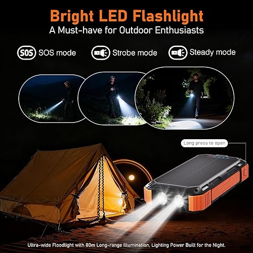 Miniatura 4 de ERRBBIC Cargador solar de 49800 mAh, cargador portátil de 22.5 W, carga inalámbrica de 15 W, cargador de panel solar, cuatro cables incorporados,