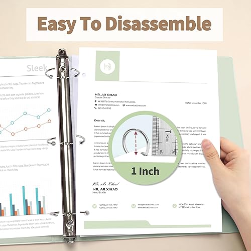 Miniatura 6 de SUNEE Carpeta de 3 anillos de 1 pulgada, paquete de 8 carpetas surtidos en colores pastel