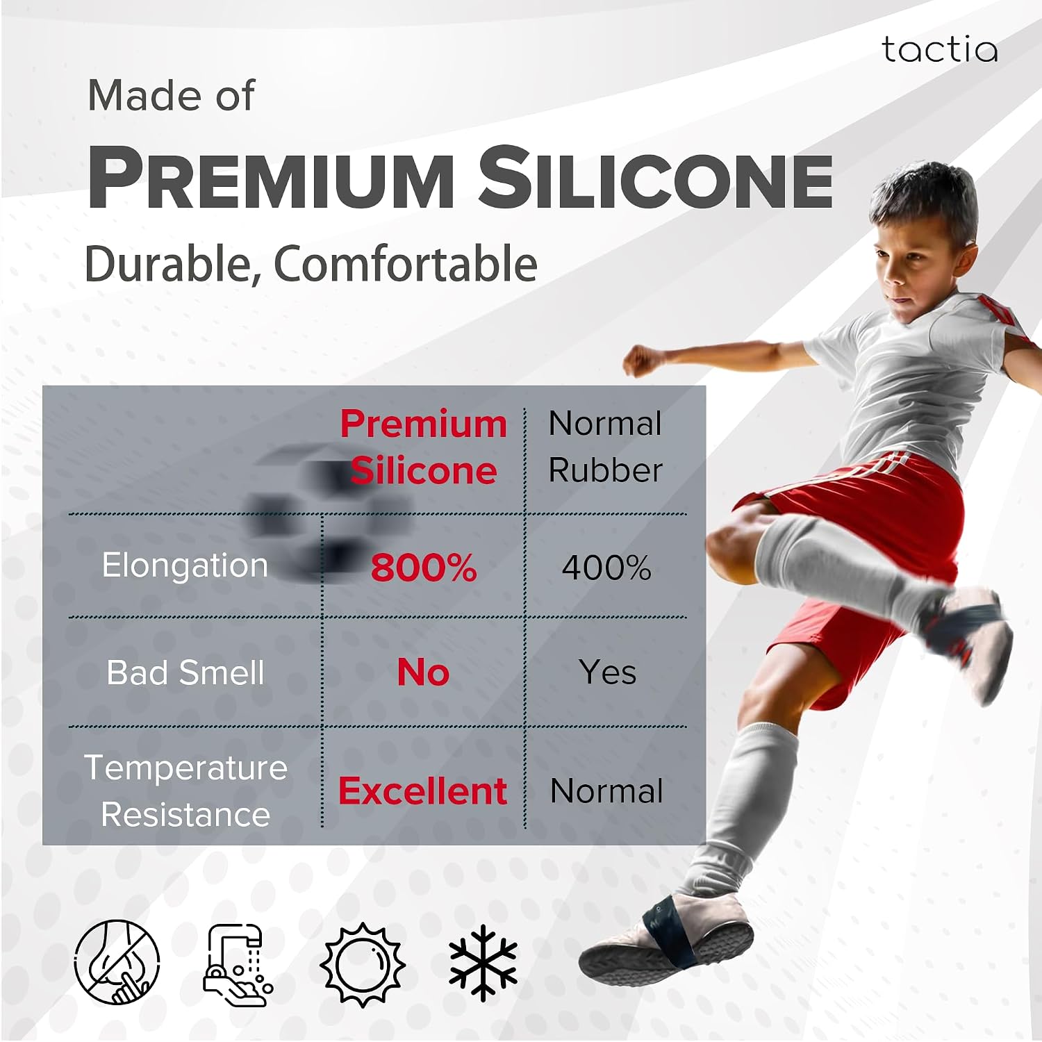 Tactia Soccer Lace Bands for Youth & Kids, Premium Silicone, Keep Laces Tied for Cleated Sports, Cleat Lace Covers (2 Pairs)