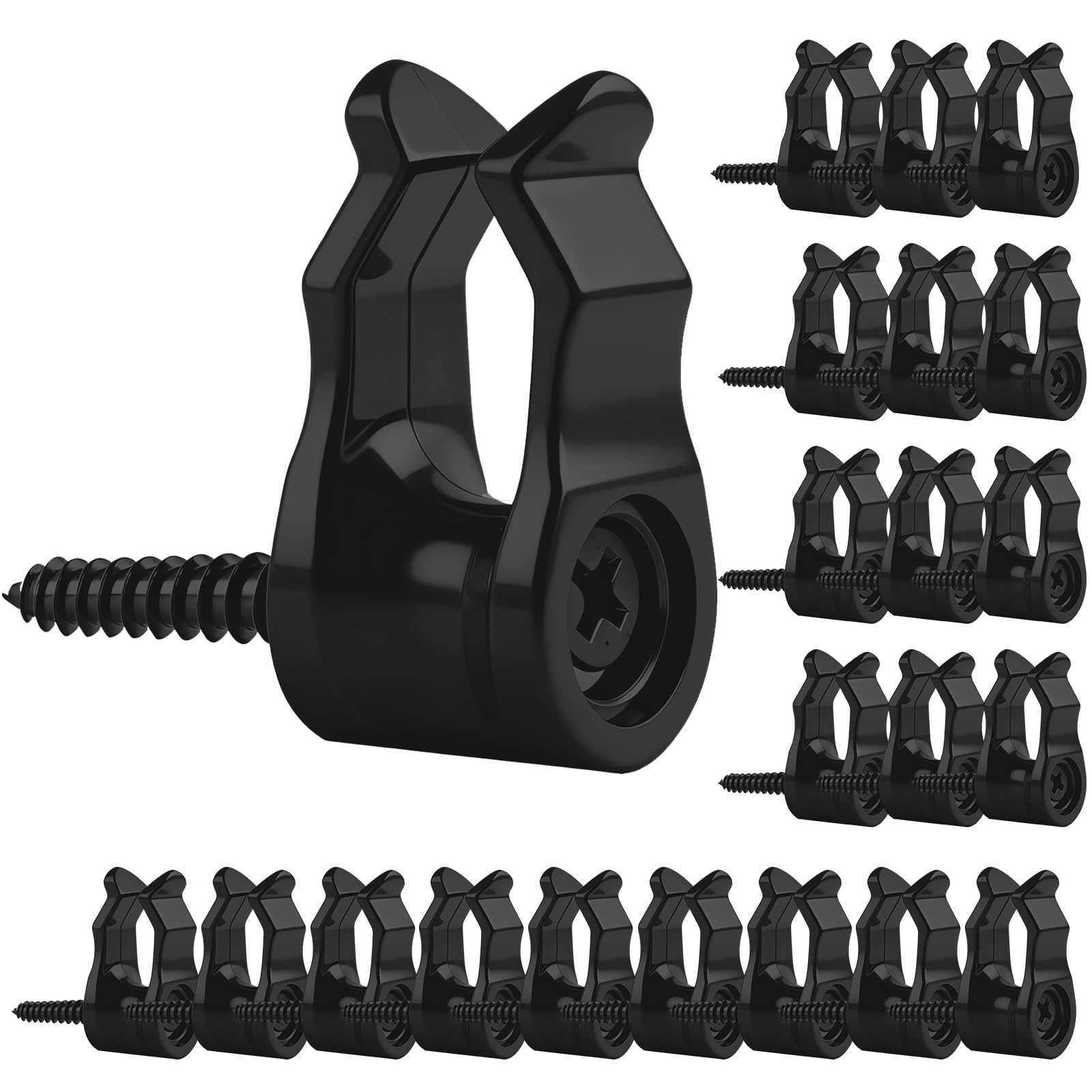 Gicare 50 Pack Screw in Hooks for Outdoor Lights, Christmas Light Clips, Heavy Duty Lights Clips for Hanging Christmas, Fairy Light Hooks, Holiday Decor, Cable Hangers and Clips, Black