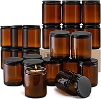 AOZITA 24 Pack 8oz Amber Glass Candle Jars with Lids - Thick Leakproof Mason Jars for Candles, Spices, Food Storage