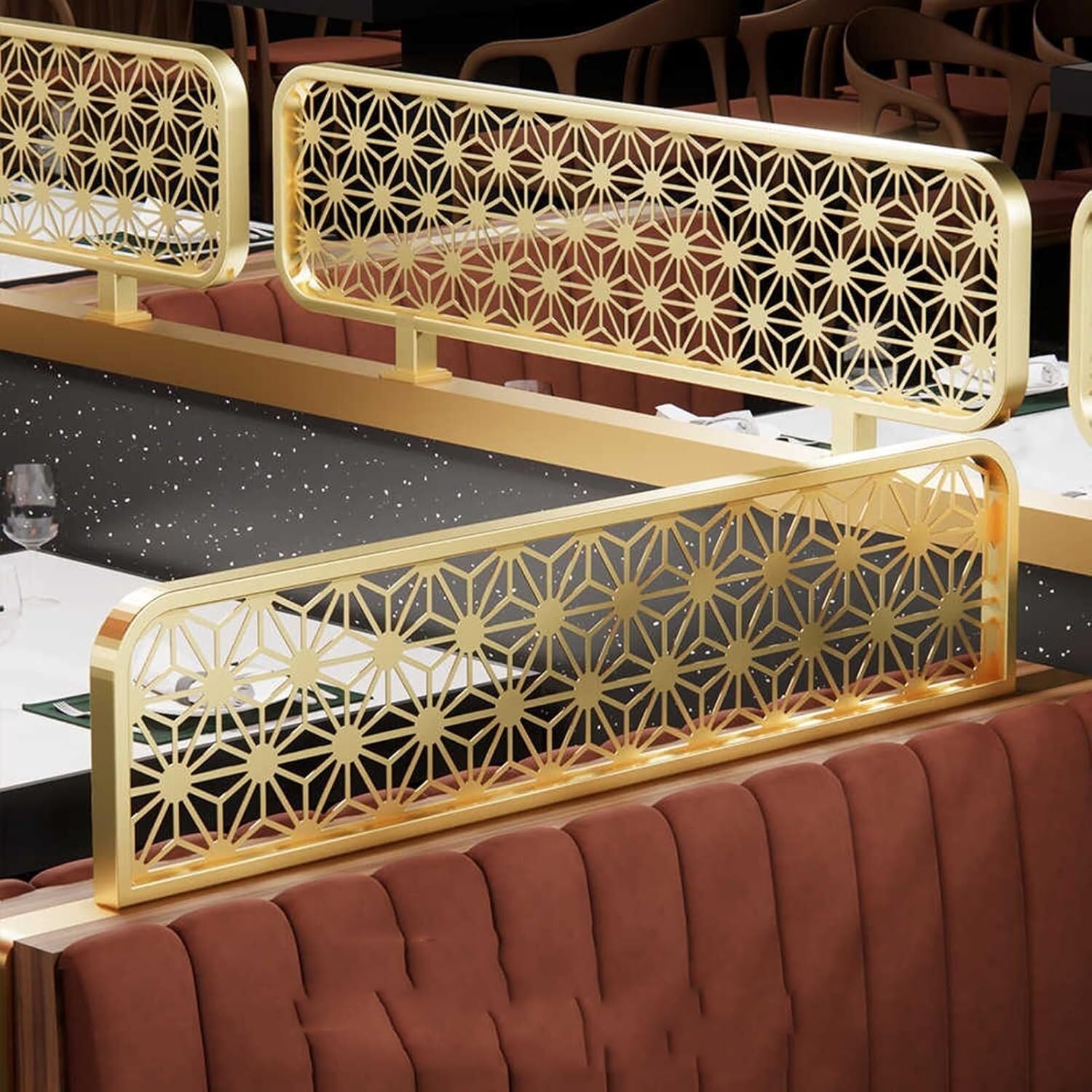 Pantalla de privacidad de la mesa de hierro, divisor de la encimera de la mitad de la pared para el área de comedor, bar del restaurante, división de metal resistente para la decoración del hogar de l