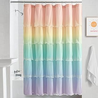 Lush Decor Rainbow Ombre Nerina Ruffled Shower Curtain Single 72