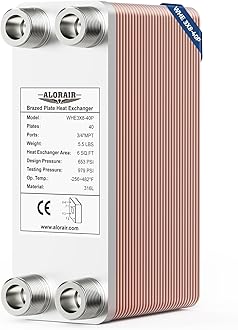 Sponsored Ad - ALORAIR 3"x8" 40 Plates Heat Exchanger with 3/4" MPT Port,316L Stainless Steel Water to Water Plate Heat Exchanger for Floor Heating, Water Heating, Commercial and Industrial Refrigeration