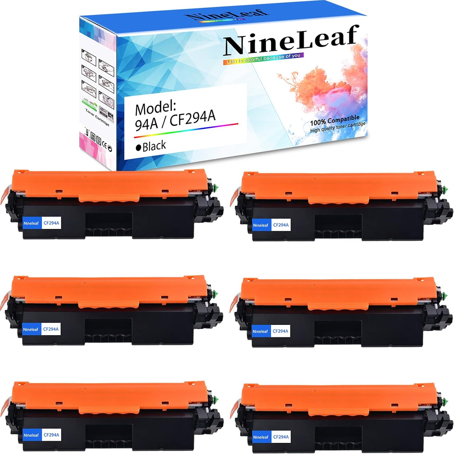 NineLeaf 94A Compatible Toner Cartridge Replacement for HP CF294A 94A Black Toner Cartridge use for Laser Jet Pro M148dw M148fdw M118dw M149fdw Series Printers(6 Pack,1200 Pages)