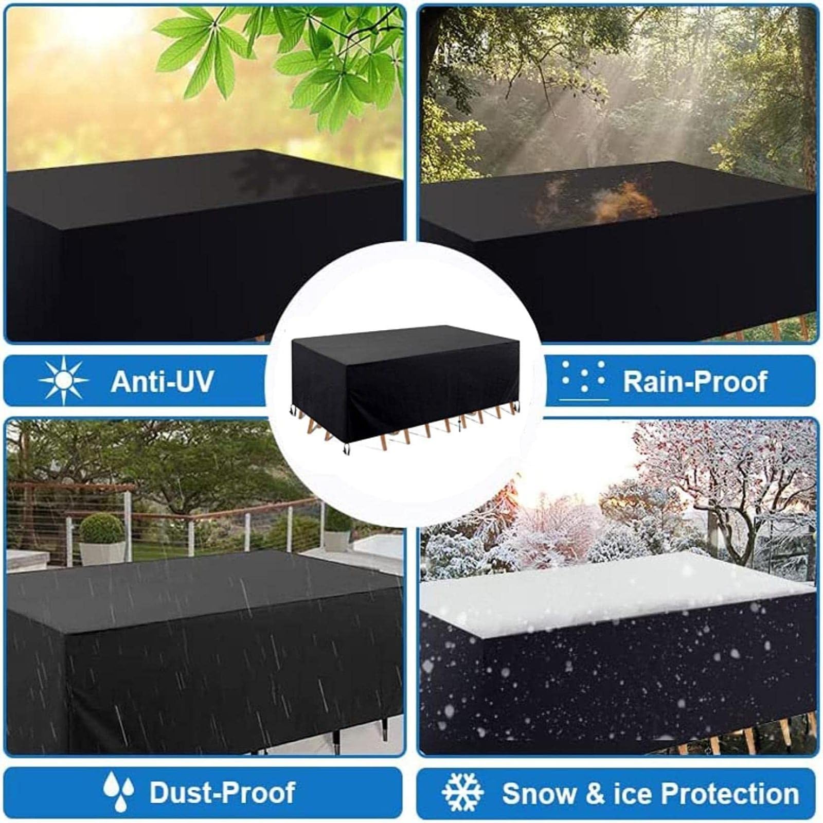 Copertura protettiva per sedia da giardino 600D Oxford impilabile, impermeabile e resistente ai raggi UV, copertura per sedia da giardino 240x60x60cm