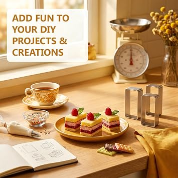 4 Pcs Rectangle Cookie Molds, Heavy Duty Steel Rectangle Biscuit Cutter Non-Stick Square Cookies Metal Moulds for Family Gatherings Baking