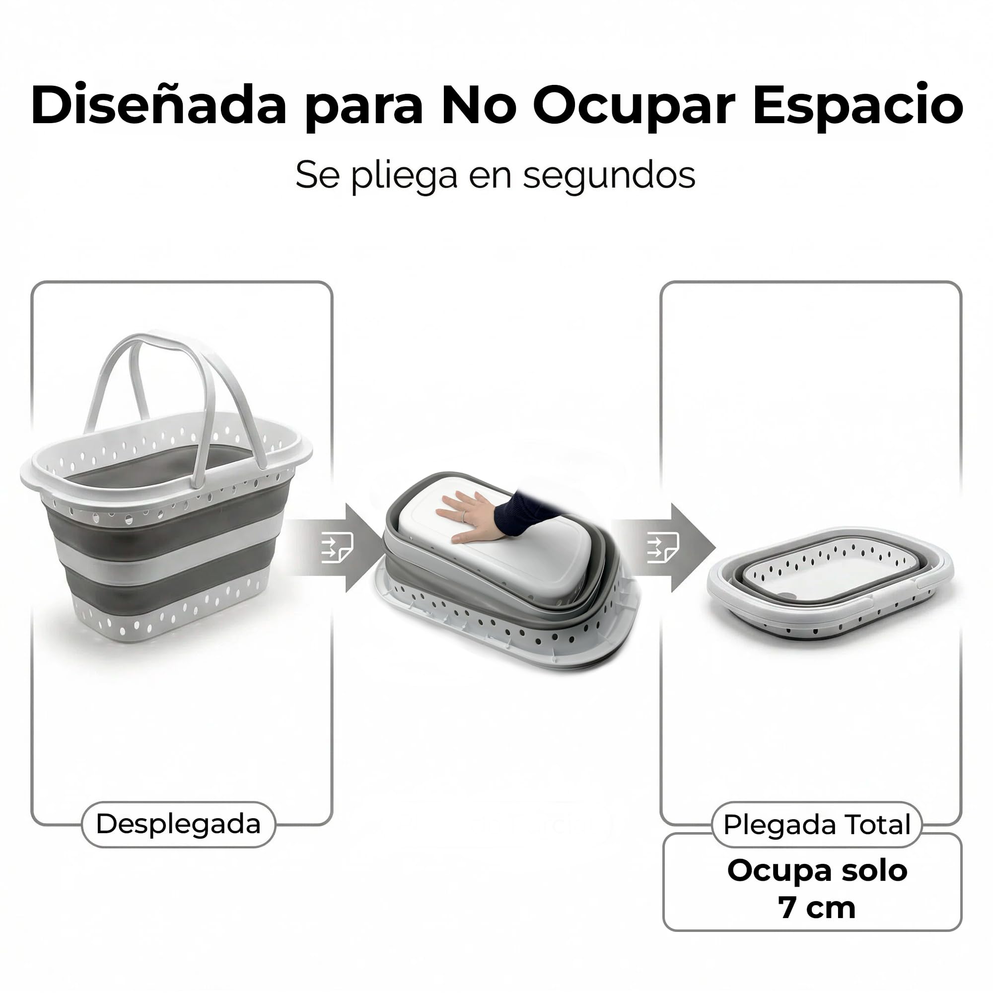 Cesto Plegable de Colada 32L CIA&CO, Cesta de Ropa Plegable de Silicona con Asas, Compacta y Portátil, Ahorra Espacio, para Lavandería, Camping, Cocina, Fregadero y Limpieza