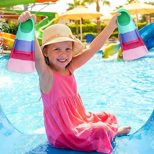 Miniatura 5 de Gintenco Aletas de natación para niños, aletas de entrenamiento de natación para natación, aletas de tamaño de viaje con bolsa de malla, aletas de