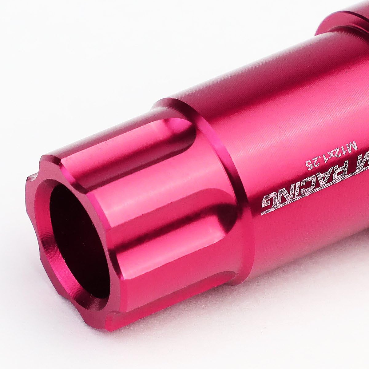 Auto Dynasty M12 x 1.25 Open Ended Style Aluminum Alloy Wheel Lug Nuts + 1 X Deep Drive Extension, Pink, 20-Piece