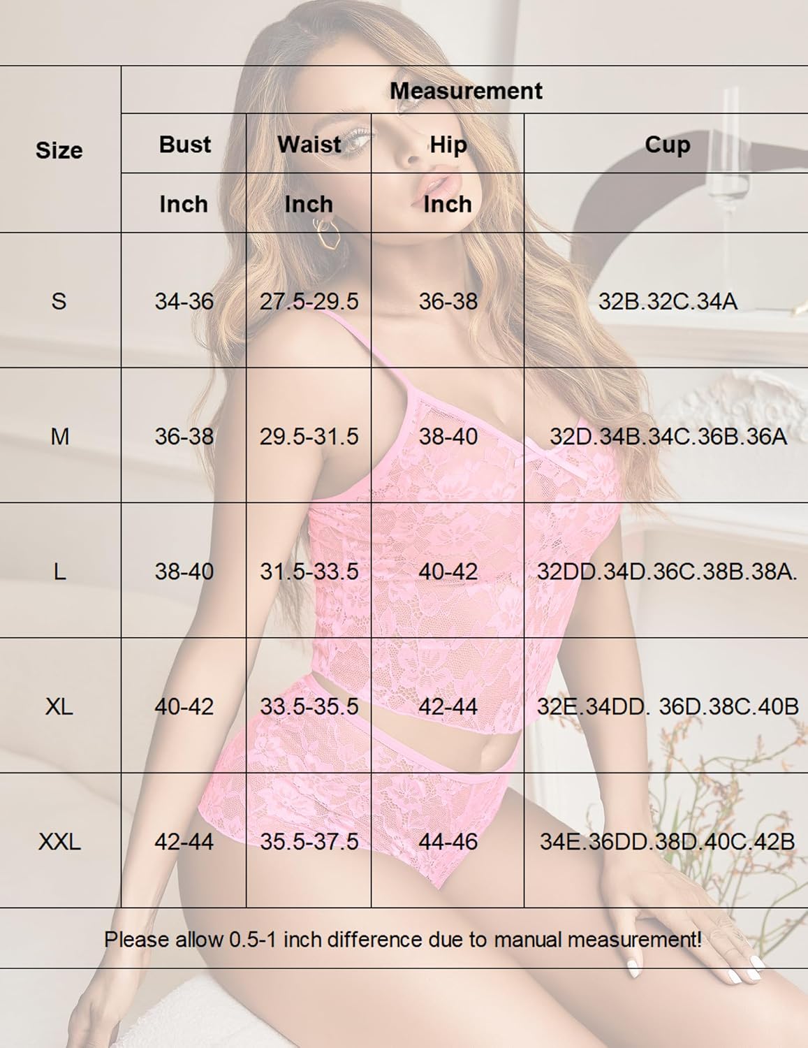 Avidlove Lace Bra and Panty Set V Neck Babydoll Lingerie 2 Piece Mesh Bralette Set