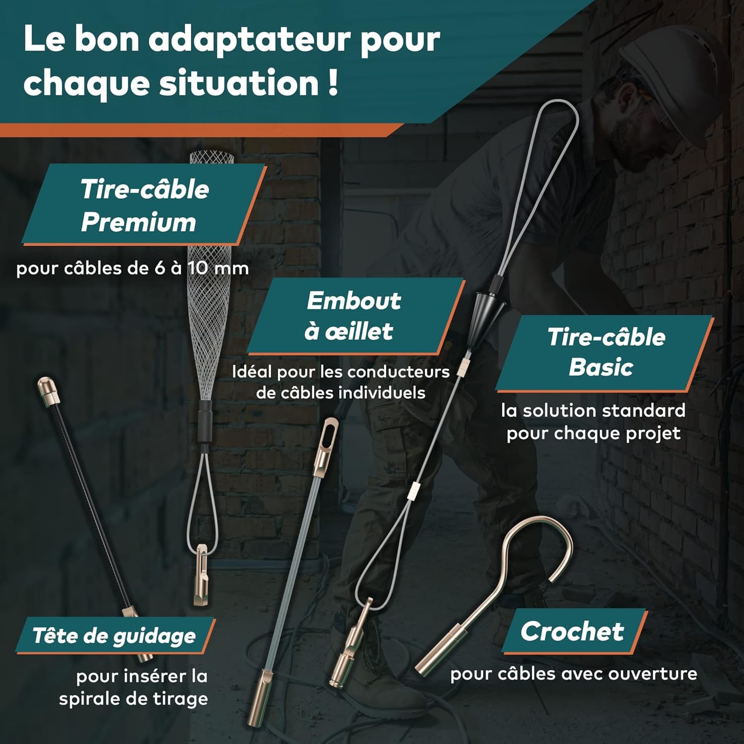 Die durchdachte Einziehspirale 30M für Leerrohre von FAIRMO - 4mm PET Zugdraht inkl. 5 Adapter - Kabeleinziehhilfe bruchsicher zum Ziehen - Einziehfeder für effektives Arbeiten - Einzugshilfe Kabel