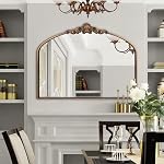 WAMIRRO Arched Mirror,Gold Traditional Vintage Ornate Baroque Mirror,Antique Brass Mirror for Entryway/Fireplace/Living Room/Hallway/Bathroom 29 X 36 inches
