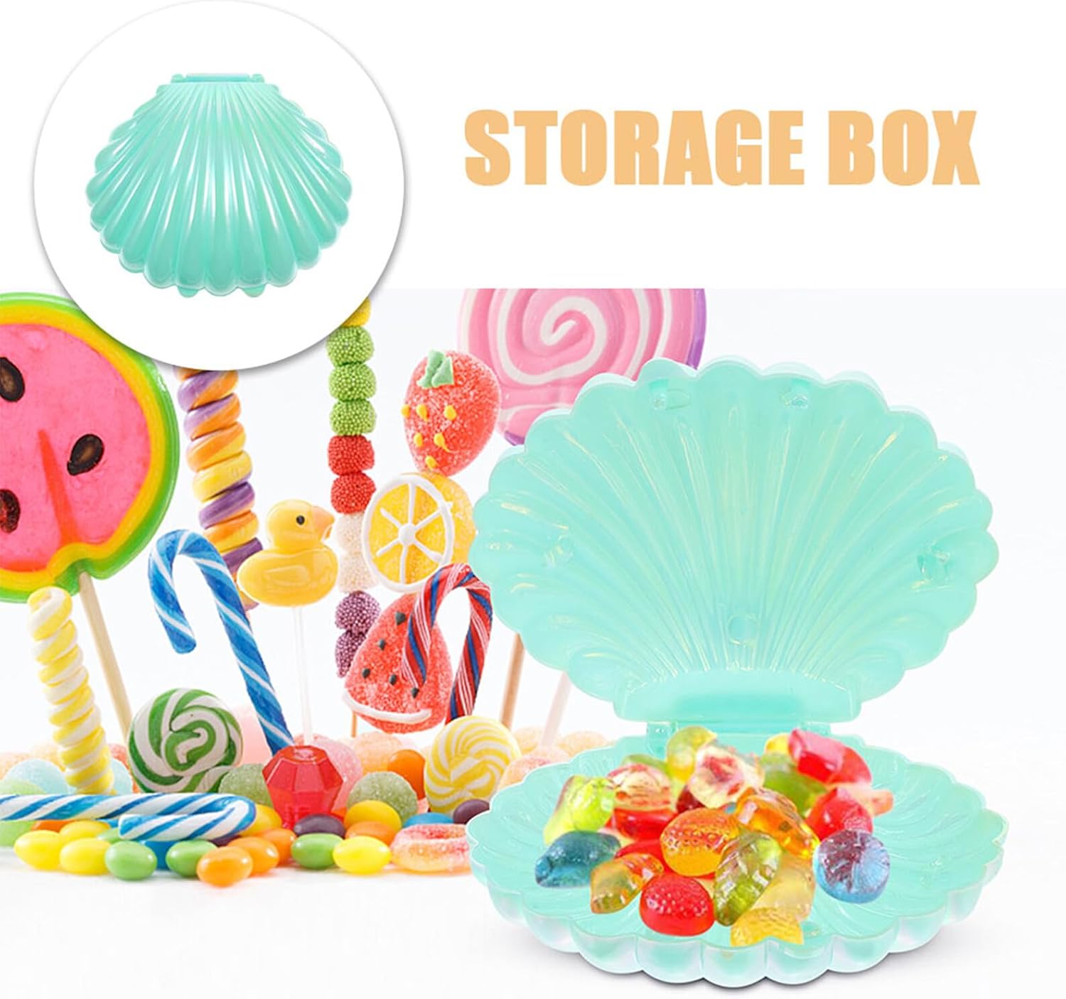 Amosfun Seashell Candy Boxes 30 Pack Pearl Colored Shell Trinket Boxes 3.58 X 3.03 X 1.77 in Polypropylene Party Favor Containers for Candy Jewelry Small Treats Wedding Birthday Mermaid