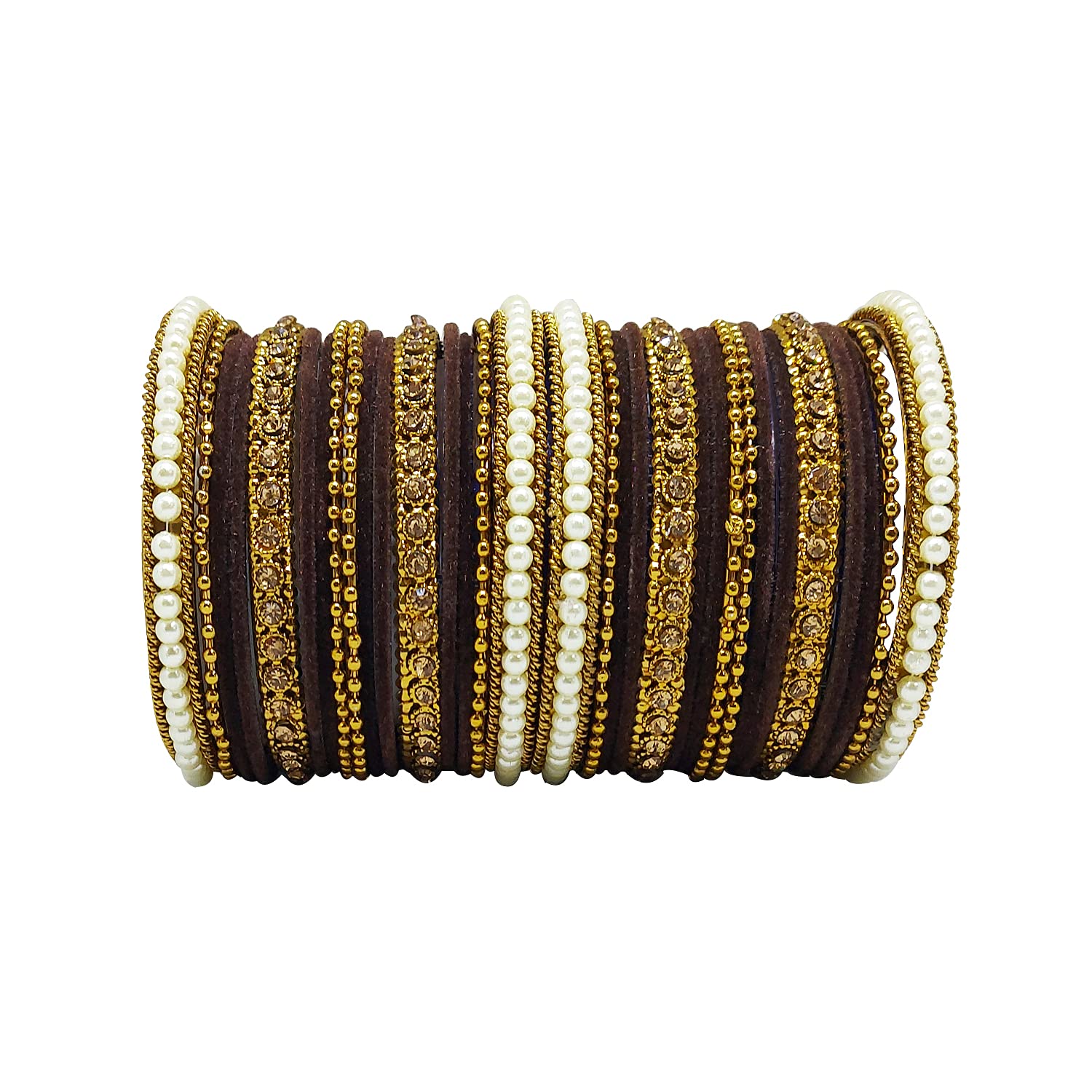 CHRISHAN traditional fabric stone metal bangles set for women and girls. (Brown, 2.6) (B09FGYZMB4) Amazon Price History, Amazon Price Tracker
