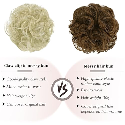 Miniatura 4 de RUWISS Extensiones de cabello humano largo y lacio despeinado 100 % real, rizado, corto, elegante, extensiones de cabello largo, estilo casual, cola