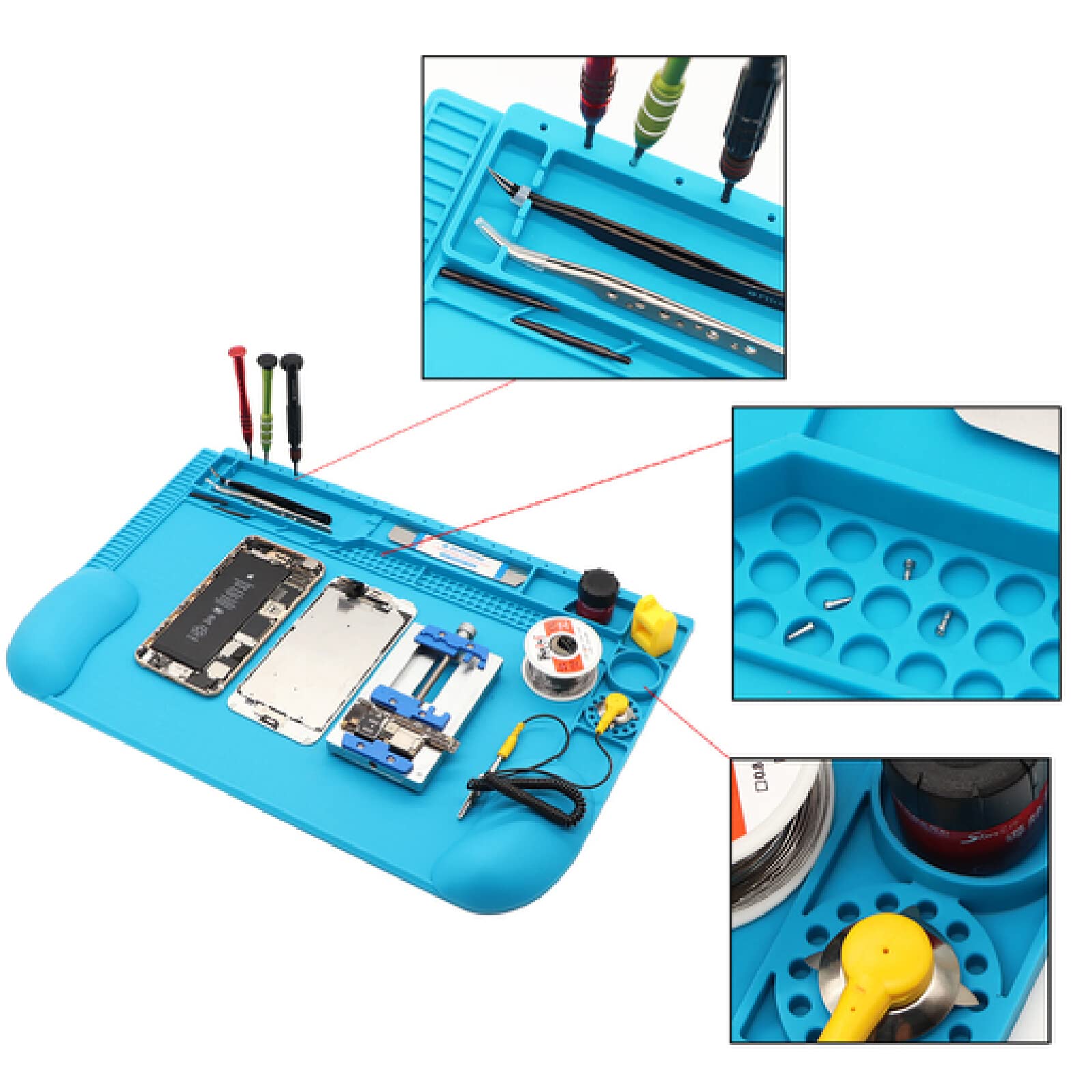 Tappetino per saldatura 500 ℃ resistente al calore Antiscivolo Tappeto da Lavoro, per Riparare saldatura di componenti elettronici o elettronica per Riparare Il Laptop