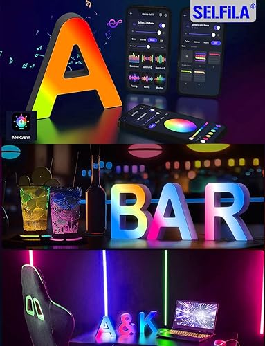 Miniatura 2 de selfila Light Up Letters LED Letter - Letters Custom Splicing Colorful Glitter Alphabet Music Sync Changing LED Letters Backlight Creative