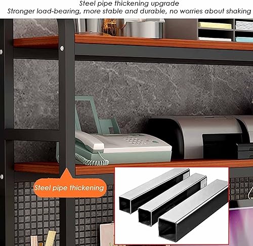 Miniatura 4 de Estantería de escritorio de hierro forjado de 3 niveles, estantería de escritorio para escritorio de computadora, estante de almacenamiento de