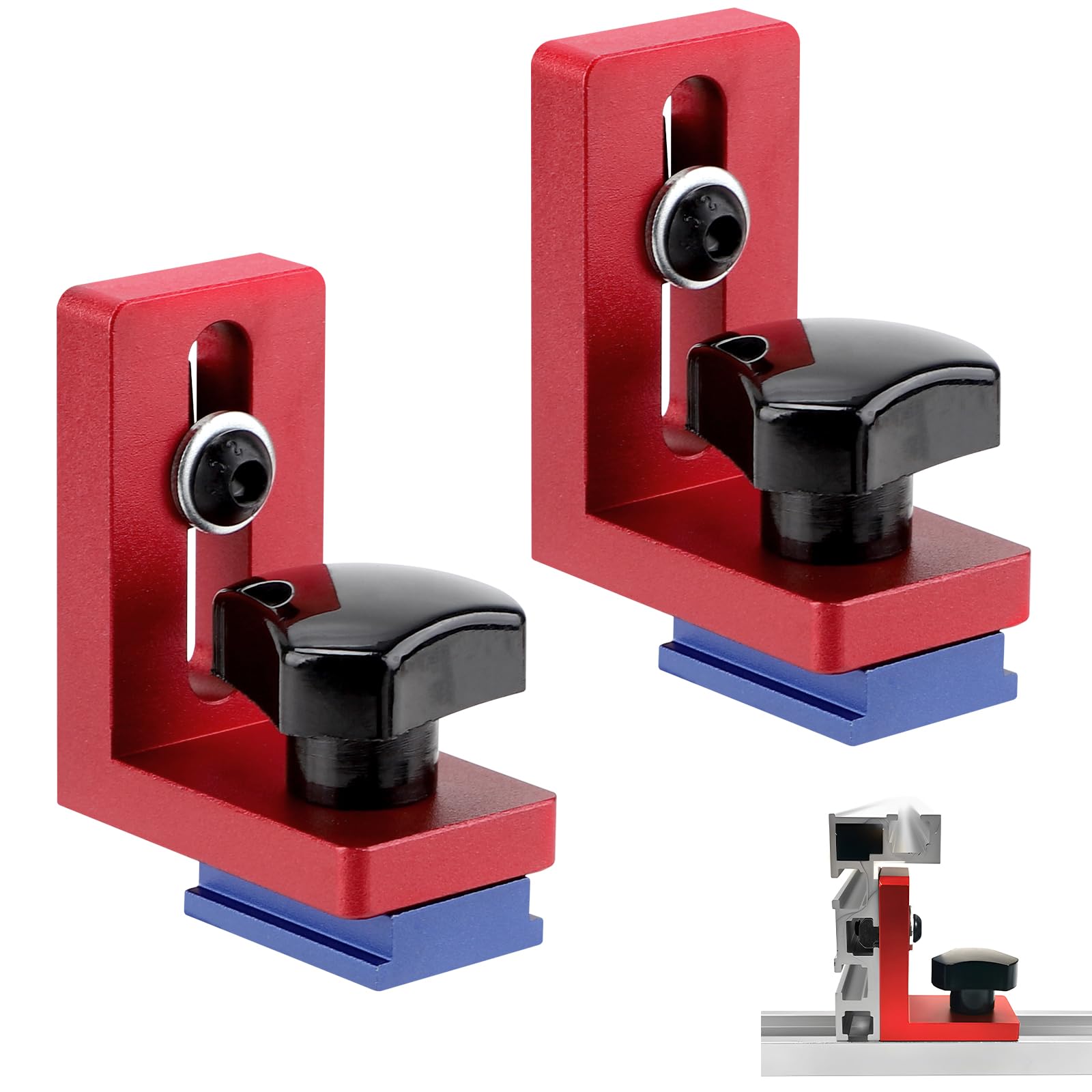 DBREAKS 30 Type Mitre Track Stop Block, T Slot Mitre Track Stop, 2 Butées de Rail en T, Rail De Travail Du Bois Goulotte Connecteur, Alliage D'Aluminium Butées Coulissantes pour le Travail du Bois