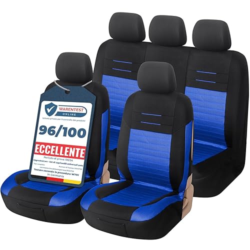 Upgrade4cars Copri-sedili Auto Universale Nero Blu | Set Copri-sedile Universali