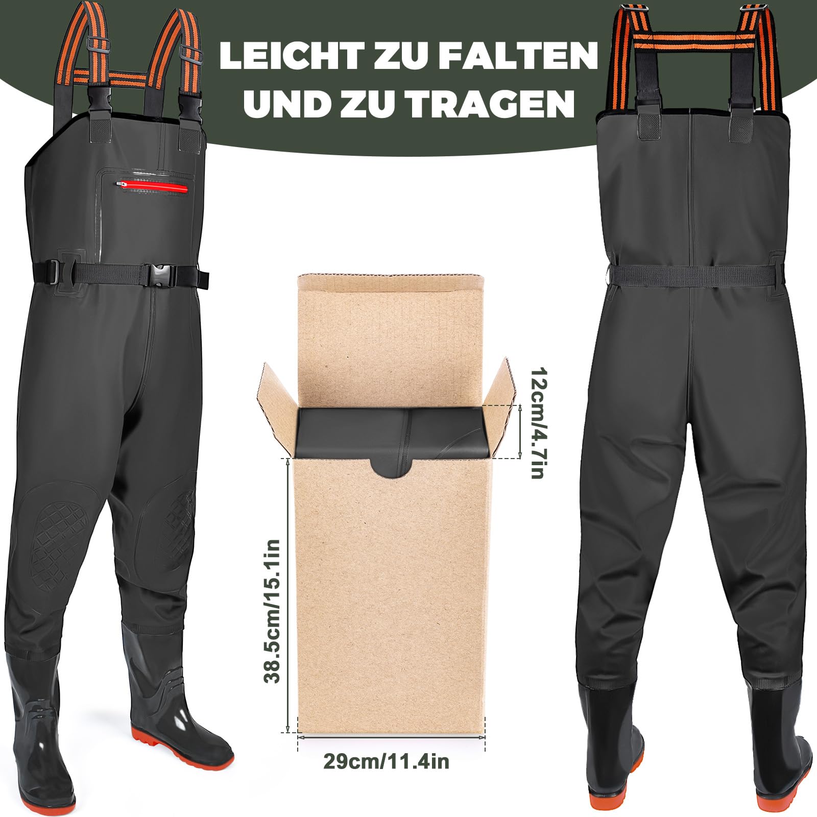 YOOHBERRYS Wathose Herren Damen, Angelhose für Erwachsene mit Stiefel, Atmungsaktive Wasserdicht Wathose für Angeln für Sport Angelliebhaber, Angeln, Wassersport, Outdoor Aktivitäten