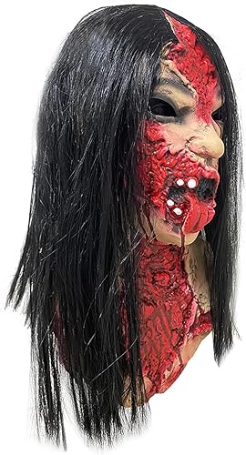 Miniatura 2 de nezababycos Máscara de zombi aterradora de Halloween, monstruo caminante de terror, máscara de cabeza muerta, espeluznante y sangriento, disfraz de