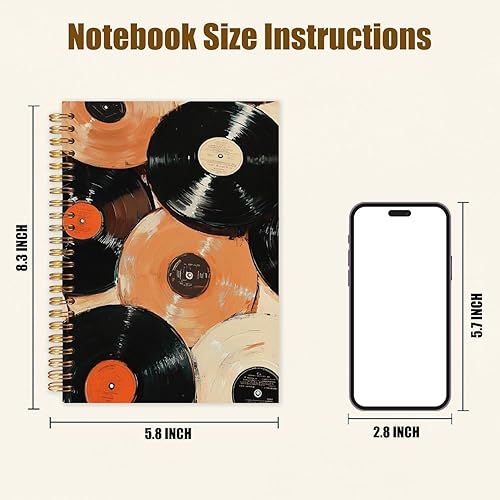 Miniatura 3 de Likjad Cuaderno de vinilo vintage con espiral de 5.5 x 8.3 pulgadas, regalos de música para escribir, regalos para amantes de los discos de vinilo,