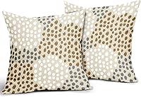 Vista 2 de Fundas de almohada marrón y blancas de 18 x 18 pulgadas, juego de 2 almohadas boho grises con lunares, fundas de almohada modernas estampadas