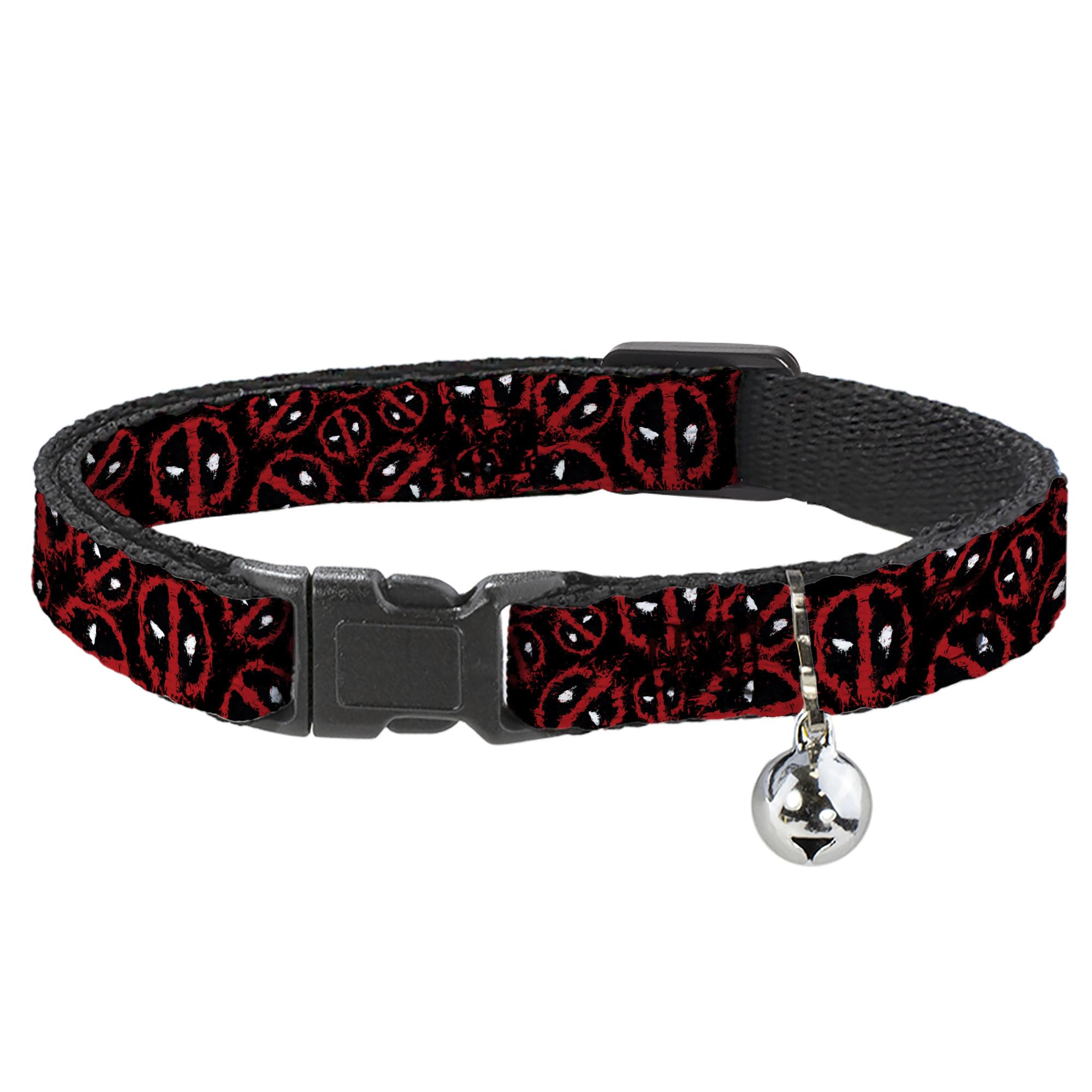 Collar de gato Deadpool negro y rojo con cierre breakaway ajustable