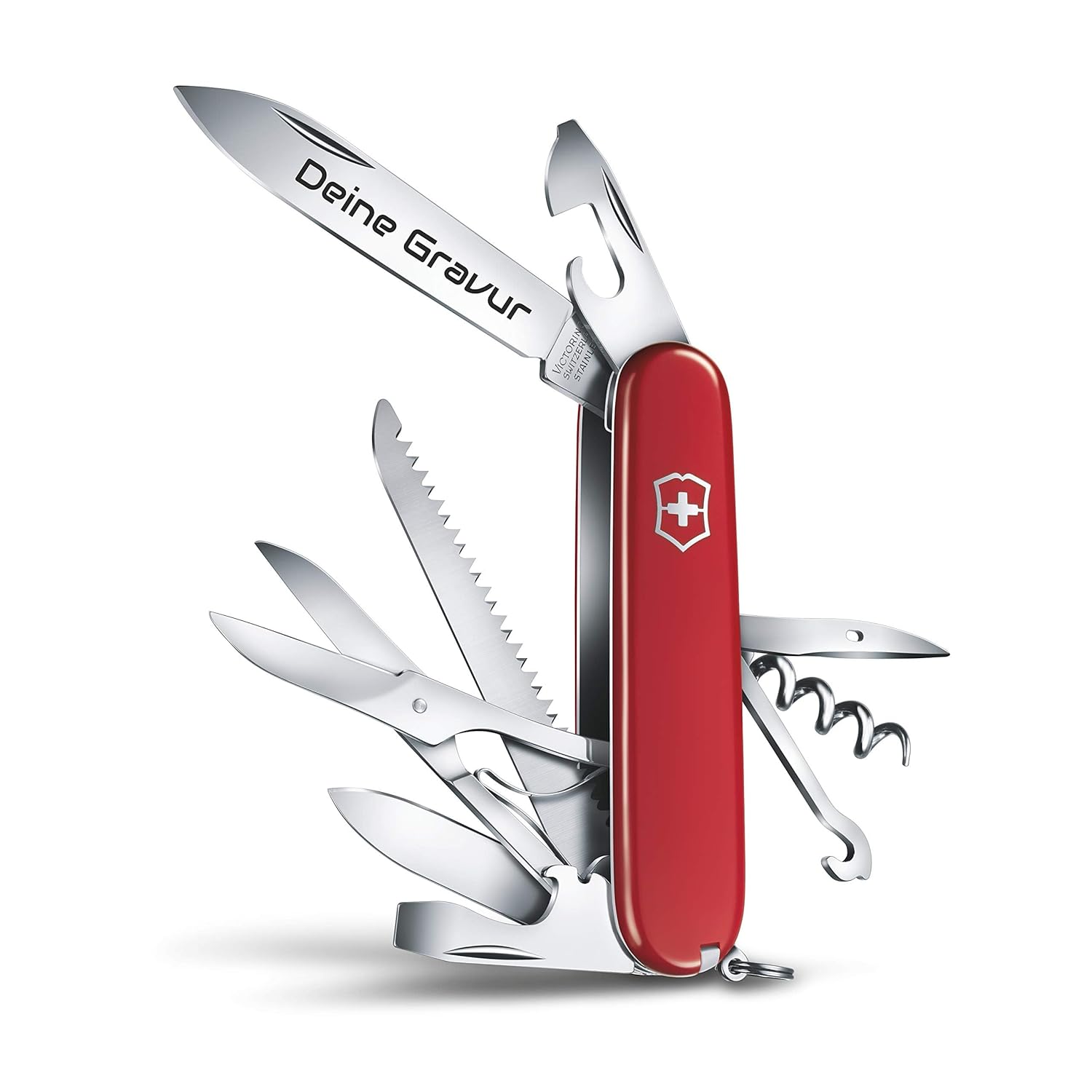 Victorinox Huntsman Swiss Army Knife 15 Functions Swiss Made Pocket Knife with Large Blade Screwdriver Scissors and Wood