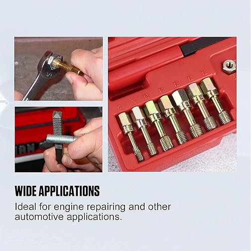 Miniatura 5 de Angchun Juego de 15 piezas de persecución de hilos métricos kit de reparación de roscas con 7 grifos juego de restaurador de roscas métricas